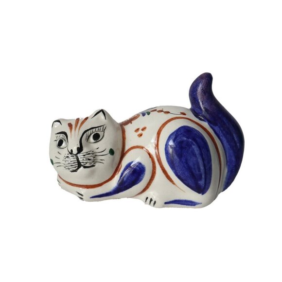 3 Vintage Tonala Cat Figurines Bank Folk Art Mexican Pottery Hand Painted - Picture 9 of 10